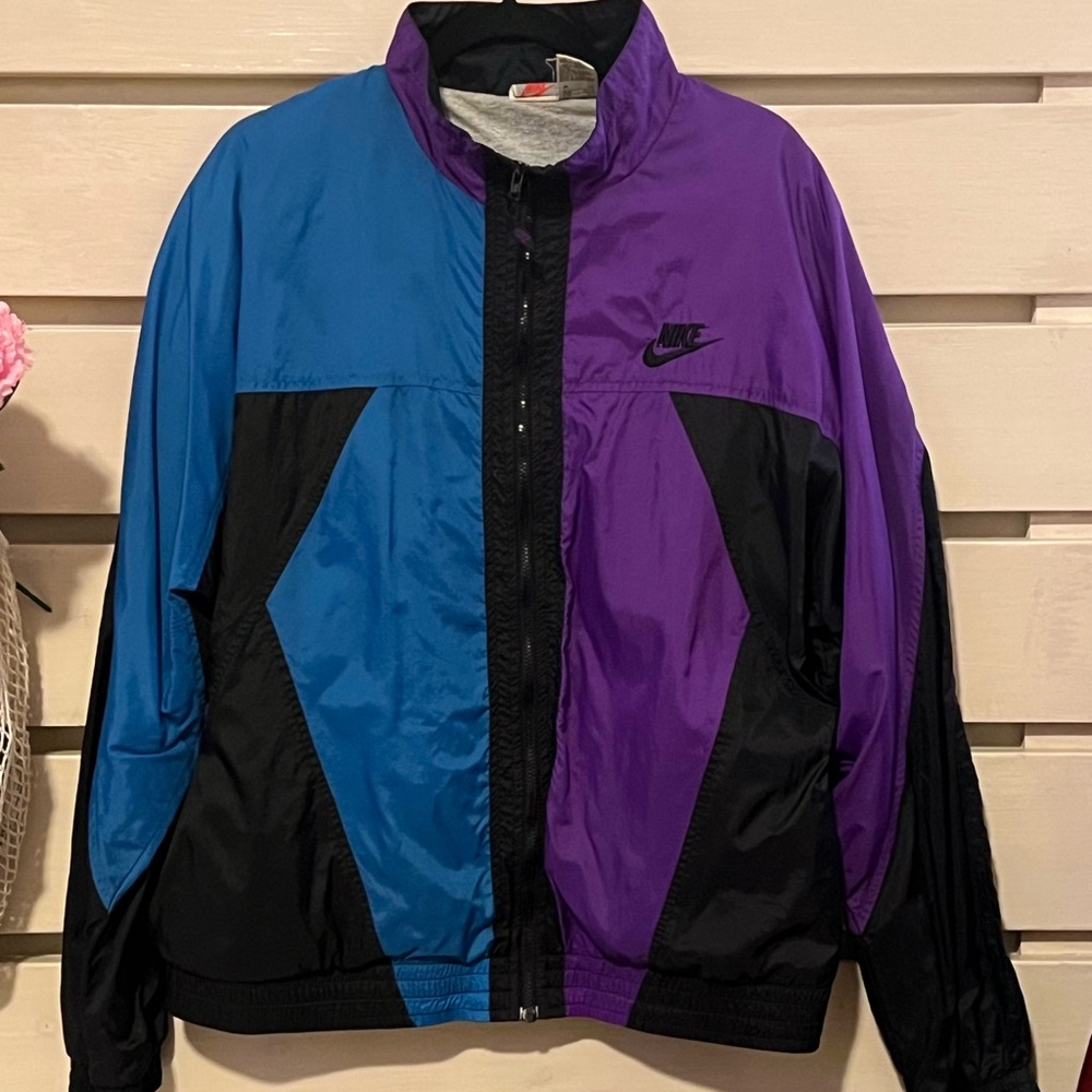Vintage 90s Nike Men's Blue and Purple Jacket